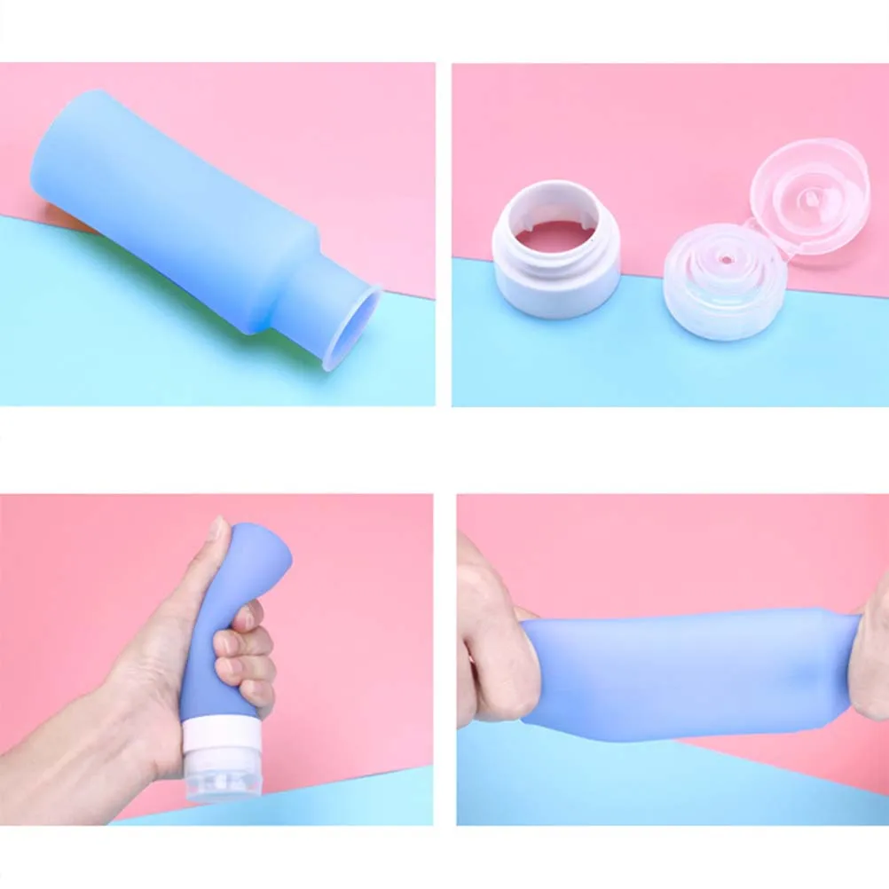 زجاجات سفر من السيليكون محمولة 80 مل قابلة للعصر وقابلة لإعادة الملء وموزع شامبو ومستلزمات الزينة وحاويات سائلة وزجاجة سفر #1