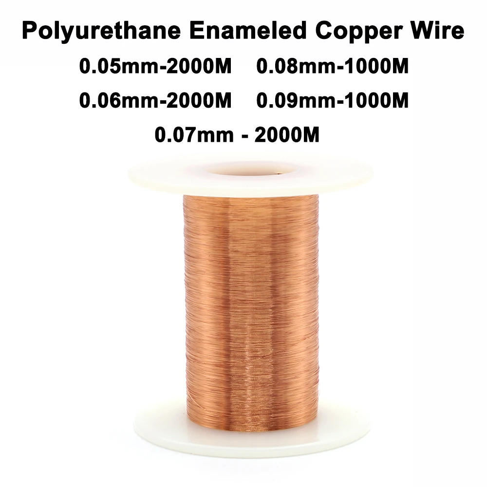1Roll Polyurethane Enameled Copper Wire Diameter 0.05mm 0.06mm 0.07mm 0.08mm 0.09mm QA-1/155 2UEW Winding Wire Coil Coppers Wire