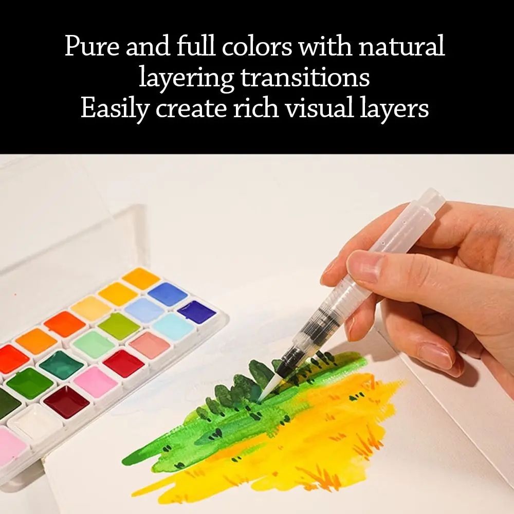24 Colors Watercolors Paint Set Plastic Professional Color Matching Acuarela Pigments Easy To Smudge Quick-dry Solid Watercolor