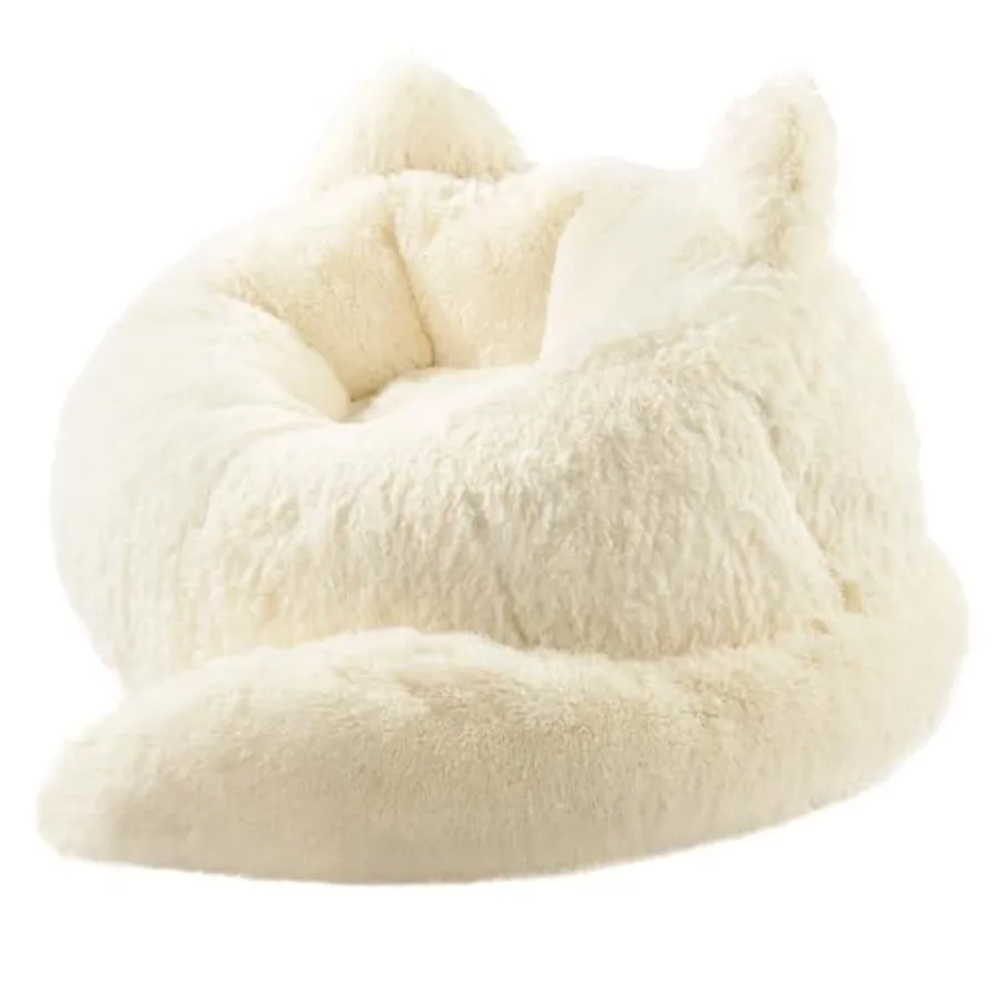 Bean Bag Chair for Adults Teens Giant Faux Fur Bean Bag Chairs with Filler Fluffy Plush Cat Shaped Beanbag Couch Comfy Accent F