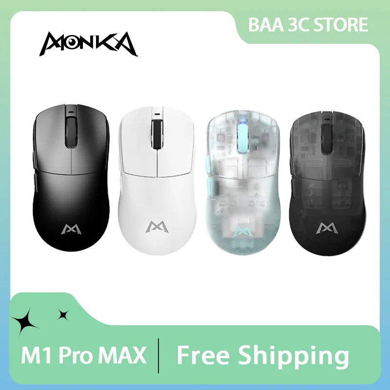 

MONKA M1 Wireless Bluetooth Mouse Tri-Mode PAW3395 Lightweight Nodic52833 High Performance Long Endurance Esports Mouse