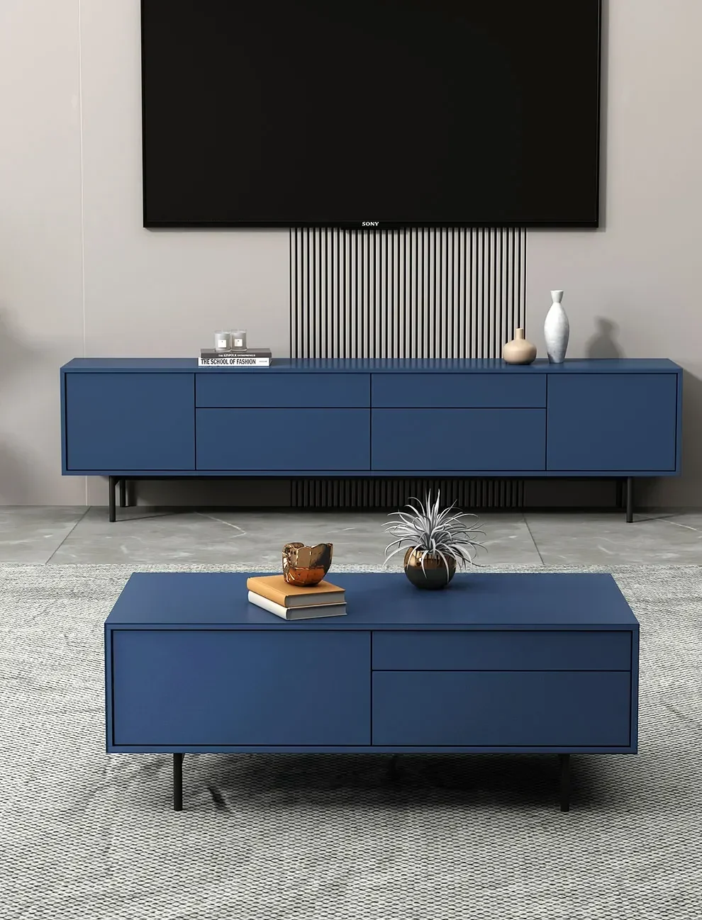 Light Luxury Nordic Coffee Table TV Cabinet Unit Suit Modern Simple Ultra-Thin TV Stand