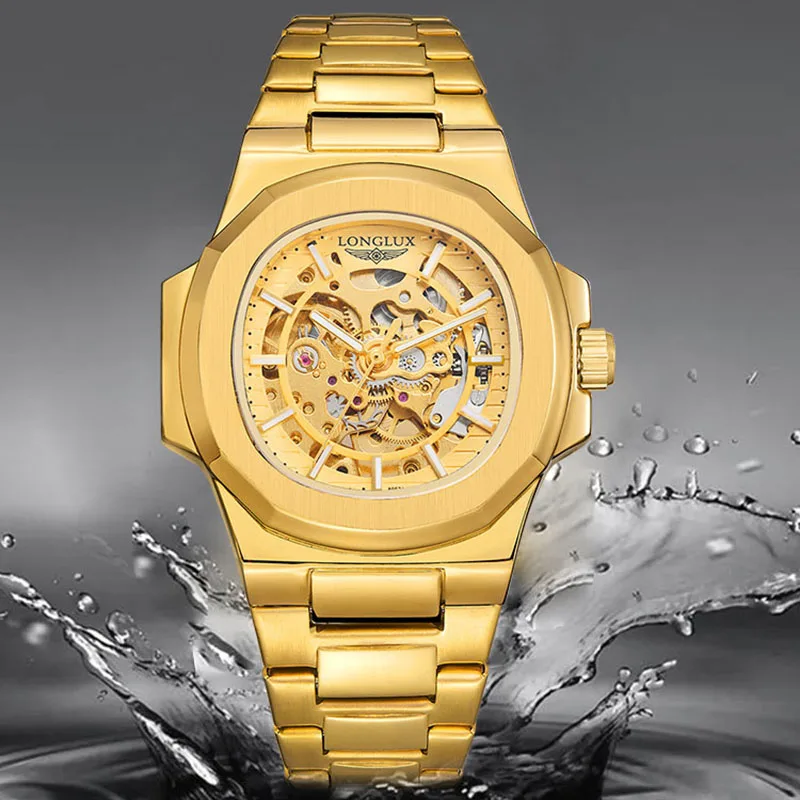 Mens Brand Mechanical Watch Fashion Luxury Stainless Steel Wristwatch Men Sport Waterproof Automatic Business for men Gift Clock