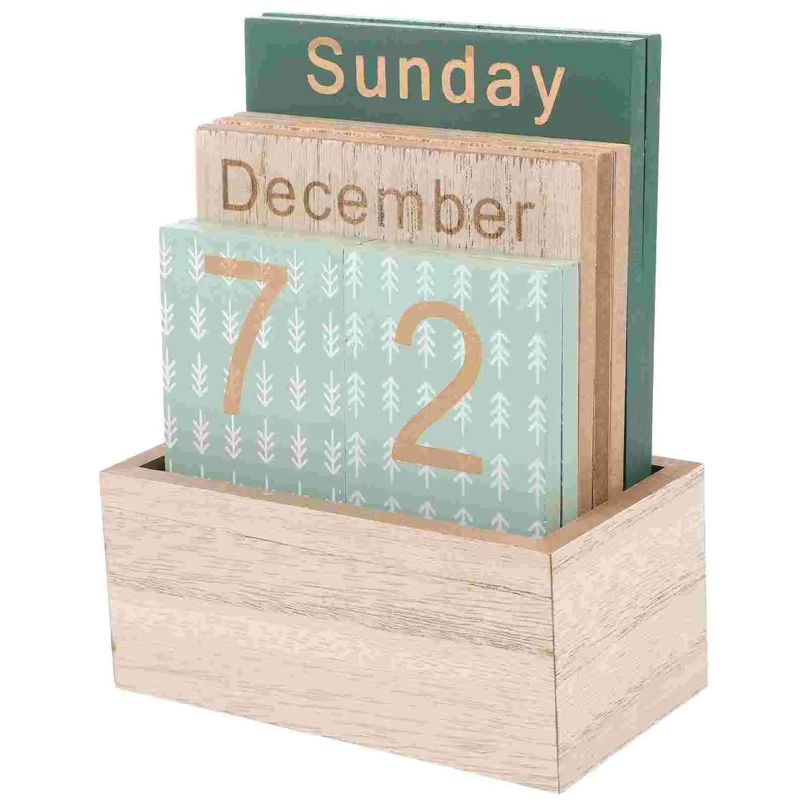 

Wooden Calendar Display Digital Alarm Clock Perpetual Calendars Block Cube Desk Office