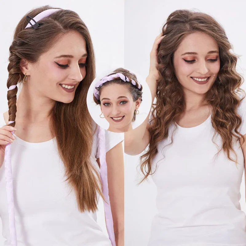 1.6Meters Heatless Curling Rod Headband Soft Hair Curler No Heat Rollers Lazy Silk Curl Sleeping Headband Ties Hair Styling Tool