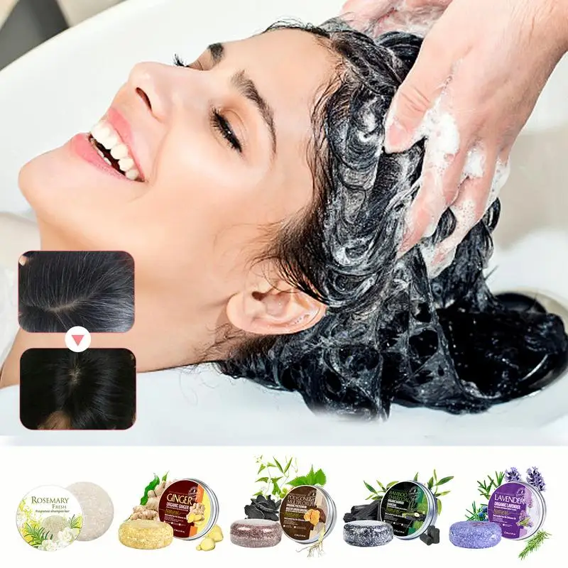 Hair Darkening Shampoo Soap Bar Natural Anti Dandruff Moisturizing Handmade Glossy Scalp Hair Darkening Regrowth Shampoo