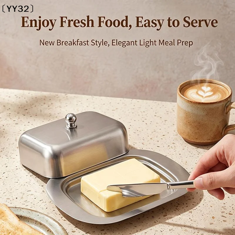 Stainless Steel Butter Box With Sealed Lid And Rust Resistant Surface For Home Kitchen Baking Pastry Storage Countertop 〔YY32〕