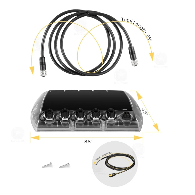 5 Port Ethernet Switch & 5 Foot Ethernet Cable Kit, Replace for Humminbird APEX SOLIX 411850-1 AS ETH 5PGL, 720073-6 AS EC 5E