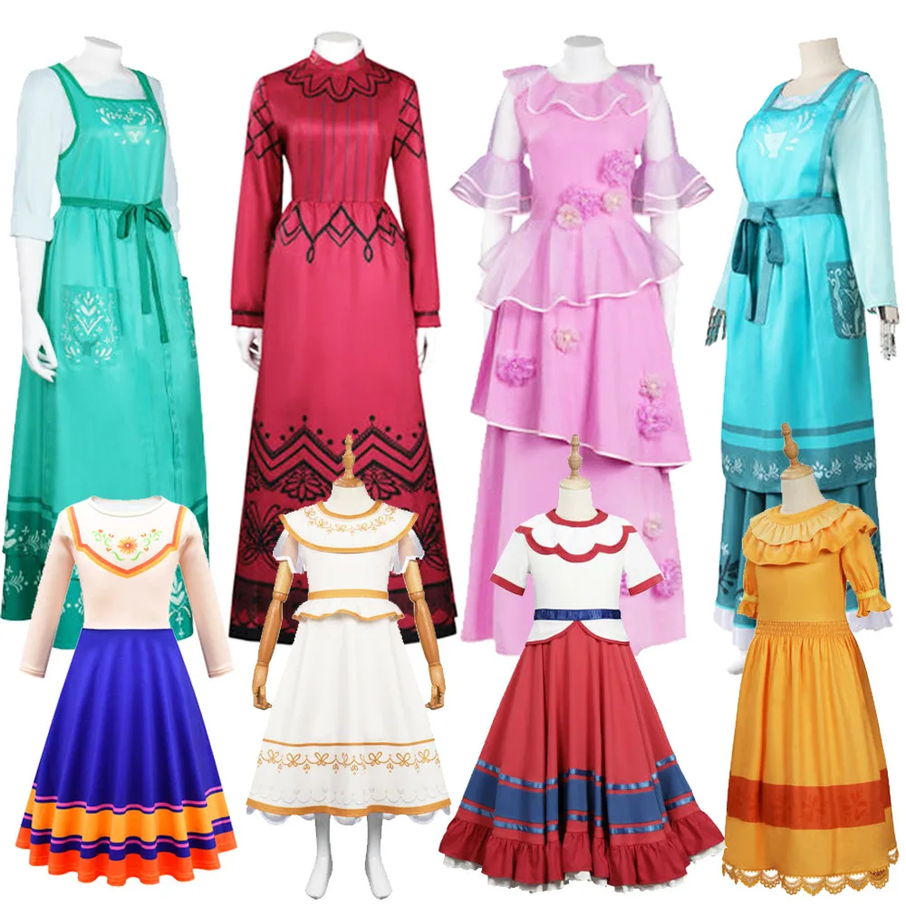

Family Encanto Dolores Madrigal Cosplay Costume Isbella Dolors Alma Julieta Cosplay Dress Kids Adult Halloween Carnival Party