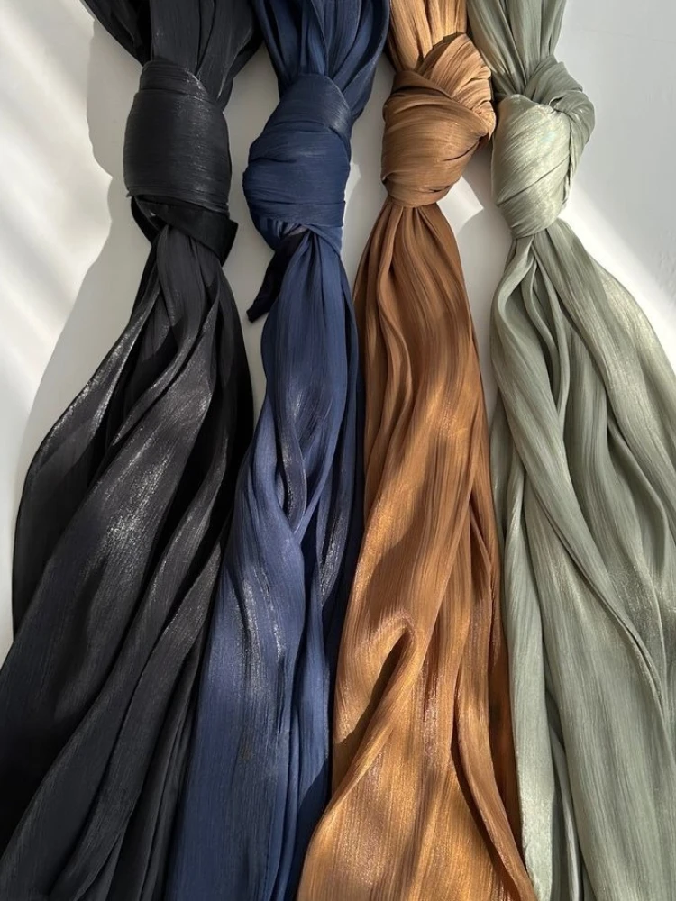 Aura Zijde Organza Hijab Sjaal Chiffon Hijaabs voor Vrouwen Ademende Lange Sjaal Tulband Hoofd Wrap voor Vrouwen Moslim Mode Voile