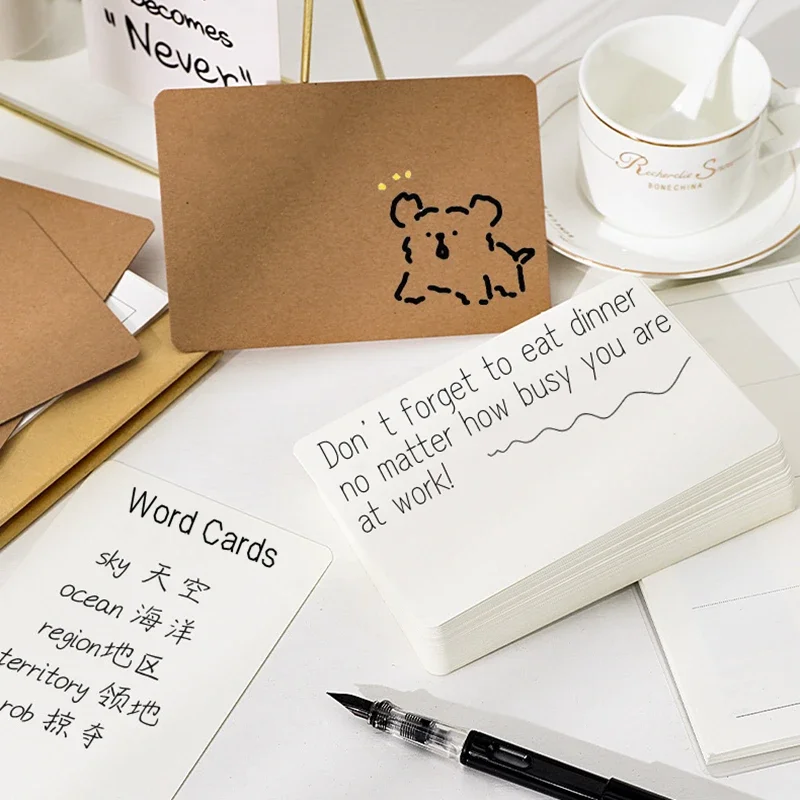 10/25/50pcs 12.6x7.6cm Retro Kraft Paper Blank Hand Drawn Cards Double Sided Word Card DIY Greeting Invitation Card Message Card