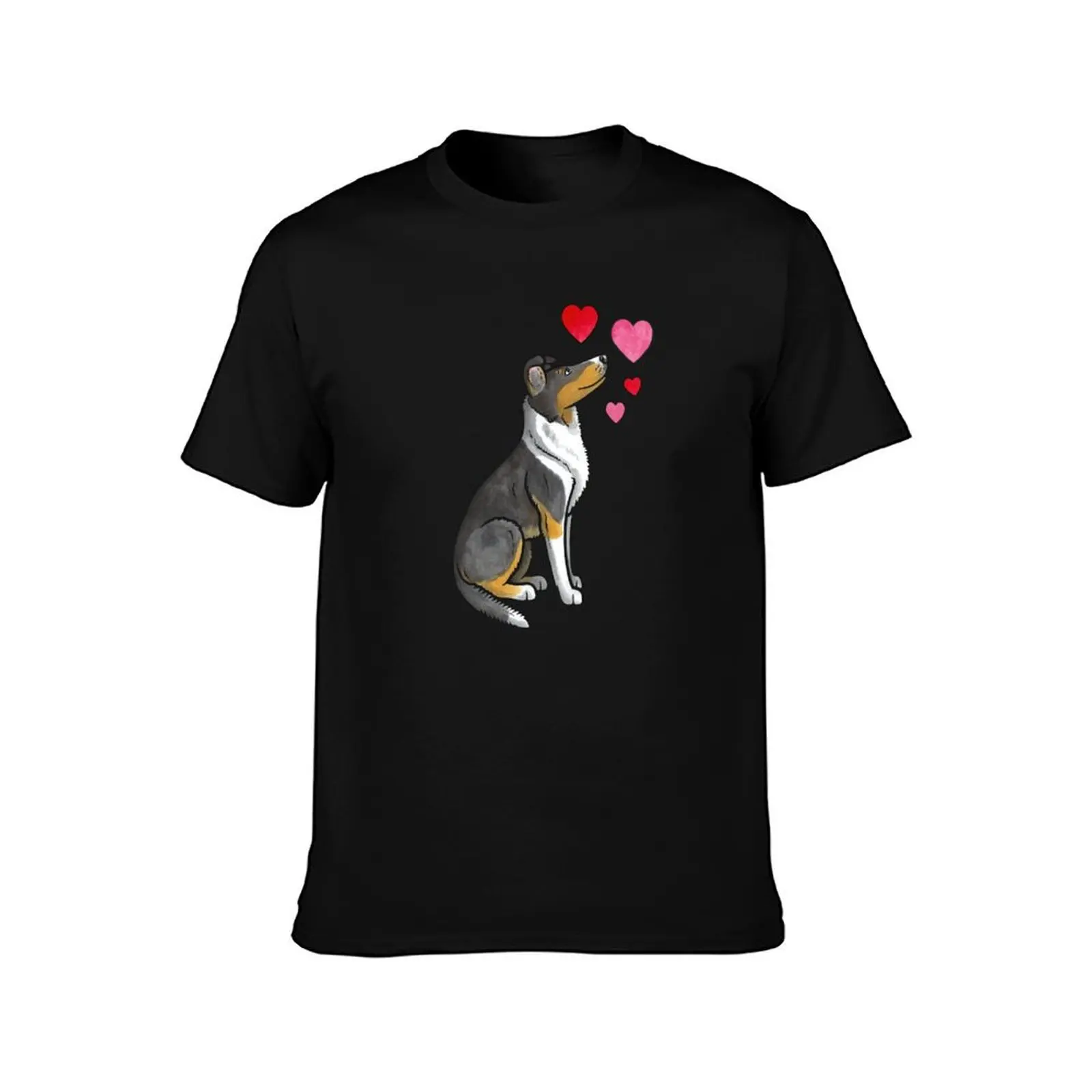 Smooth Collie love (tricolour) T-Shirt Soft Touch Basic Cotton T-Shirt