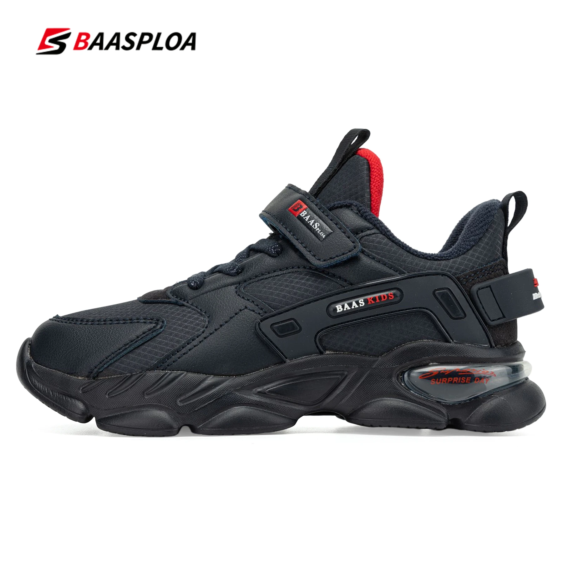 Baasploa Children Sneakers for Boys Girls Mesh Tennis Shoes Breathable Sports Running Shoes Leather Kids Casual Walking Shoes