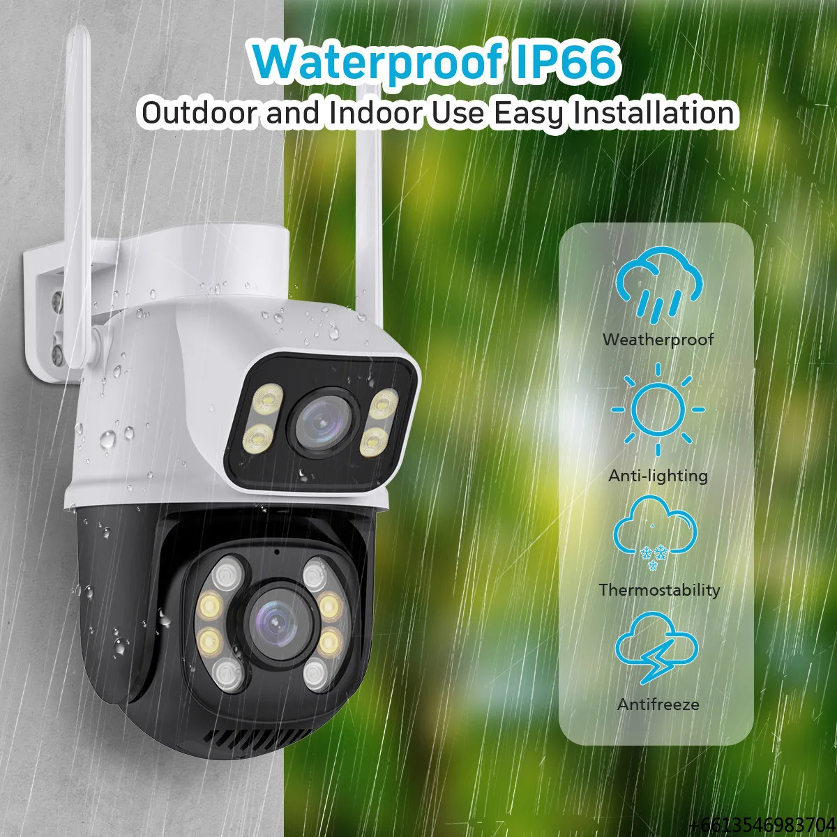 Minlang Wireless Dual-Lens Outdoor PTZ Security Camera Two-Way Audio HD Night Vision IP66 Waterproof Wide Angle Cloud Mobile