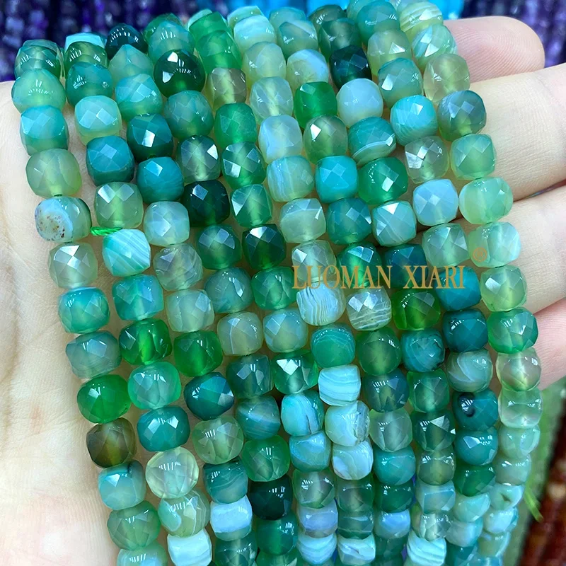 حبات من الحجر الطبيعي لصنع الحلي ، مربعة الأوجه ، عقيق أحمر وردي ، فاصلة مكعبات فضفاضة ، أساور ذاتية الصنع ، إكسسوارات سحر ، 7-8 #3