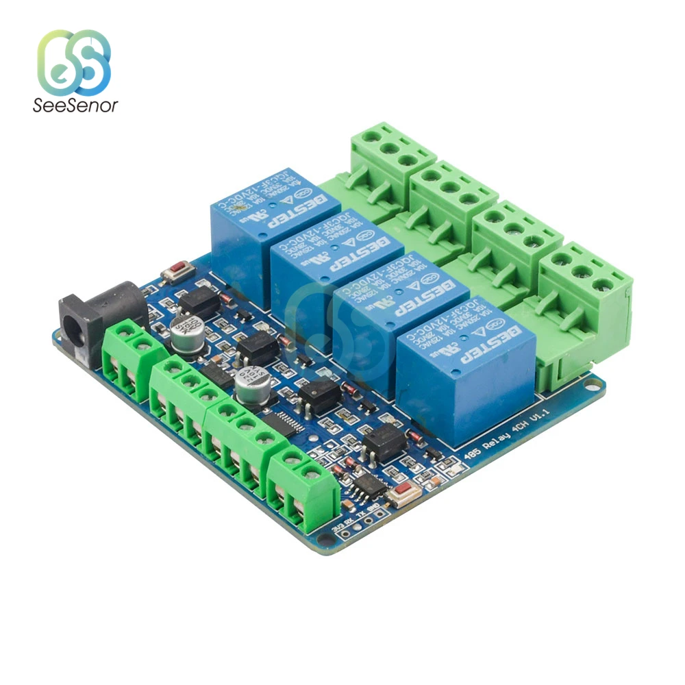 Modbus-Rtu 1/2/4/8 Channel Optocoupler Isolation 12V Relay Module Switch Modbus RTU Relay Output Switch RS485/TTL Communication