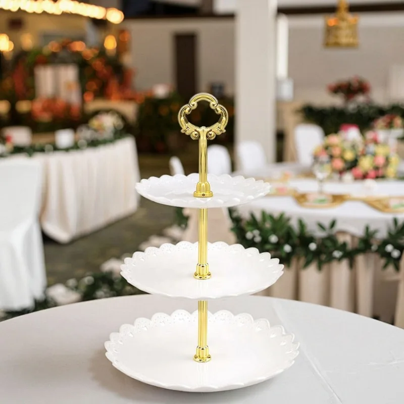 3 Layer Cake Stand Fruit Plate Tray Display Birthday Party Dessert Wedding Three Layer Cake Count Heart Rack Dessert Plate