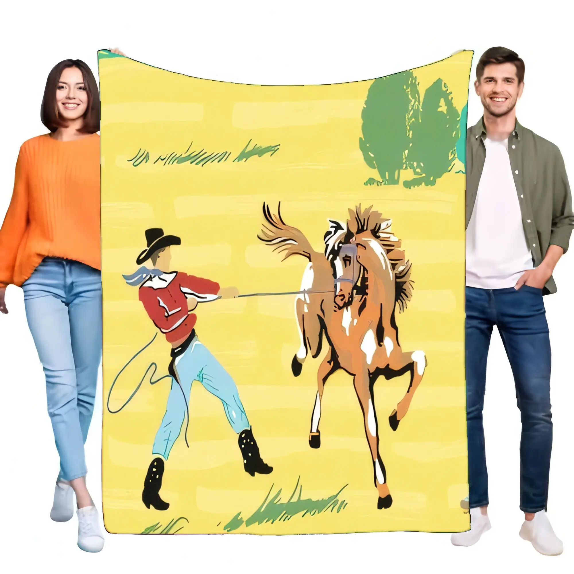 Manta de vaquero y caballo, decoración suave y acogedora para sofá cama, ligera, perfecta para uso exterior e interior, regalo Ideal para Ranch Love