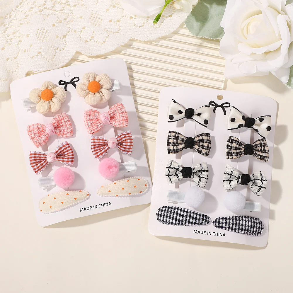 RAINBOW BOWS 10Pcs Lovely Hair Bows Hair Clip Set for Children Boutique Hair Accessories Gift Sets Ins Style Plaid Headwear