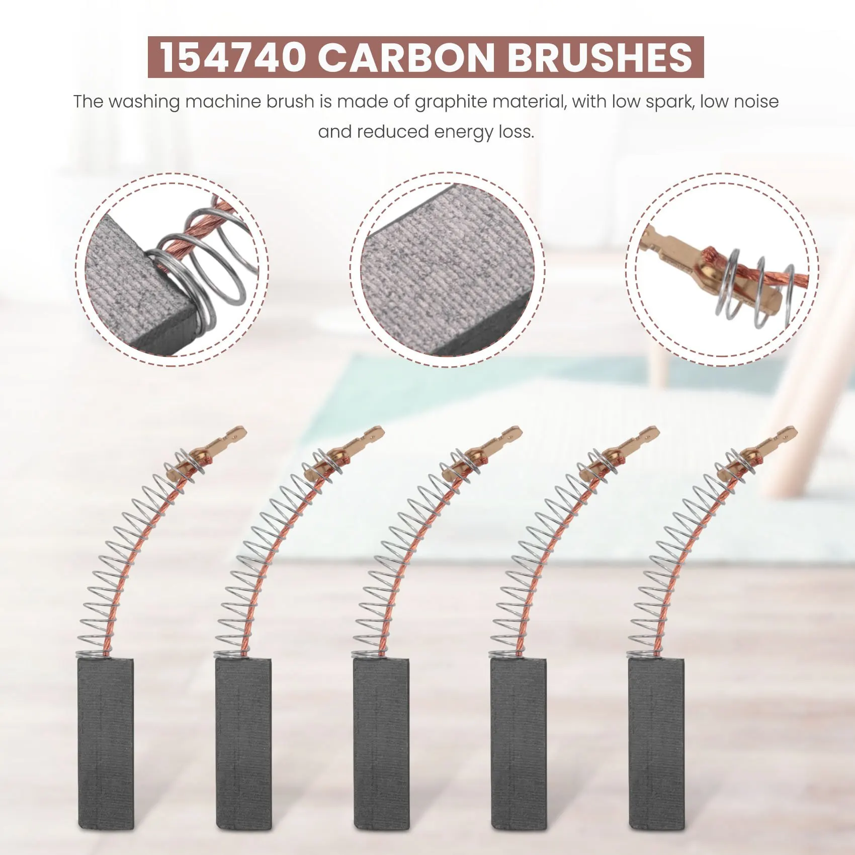 Washing Machine Carbon Brushes 154740 Carbon Brushes Motor Carbon Brushes for Bosch Siemens Washing Machine 8Pcs