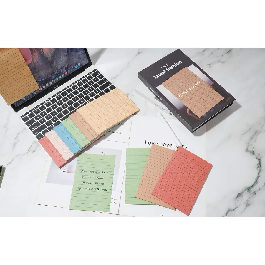 9 blocs de notas adhesivas forradas, 4x6 en colores postales, almohadillas autoadhesivas, Bloc de notas con poder adhesivo, su bloc de 40 hojas