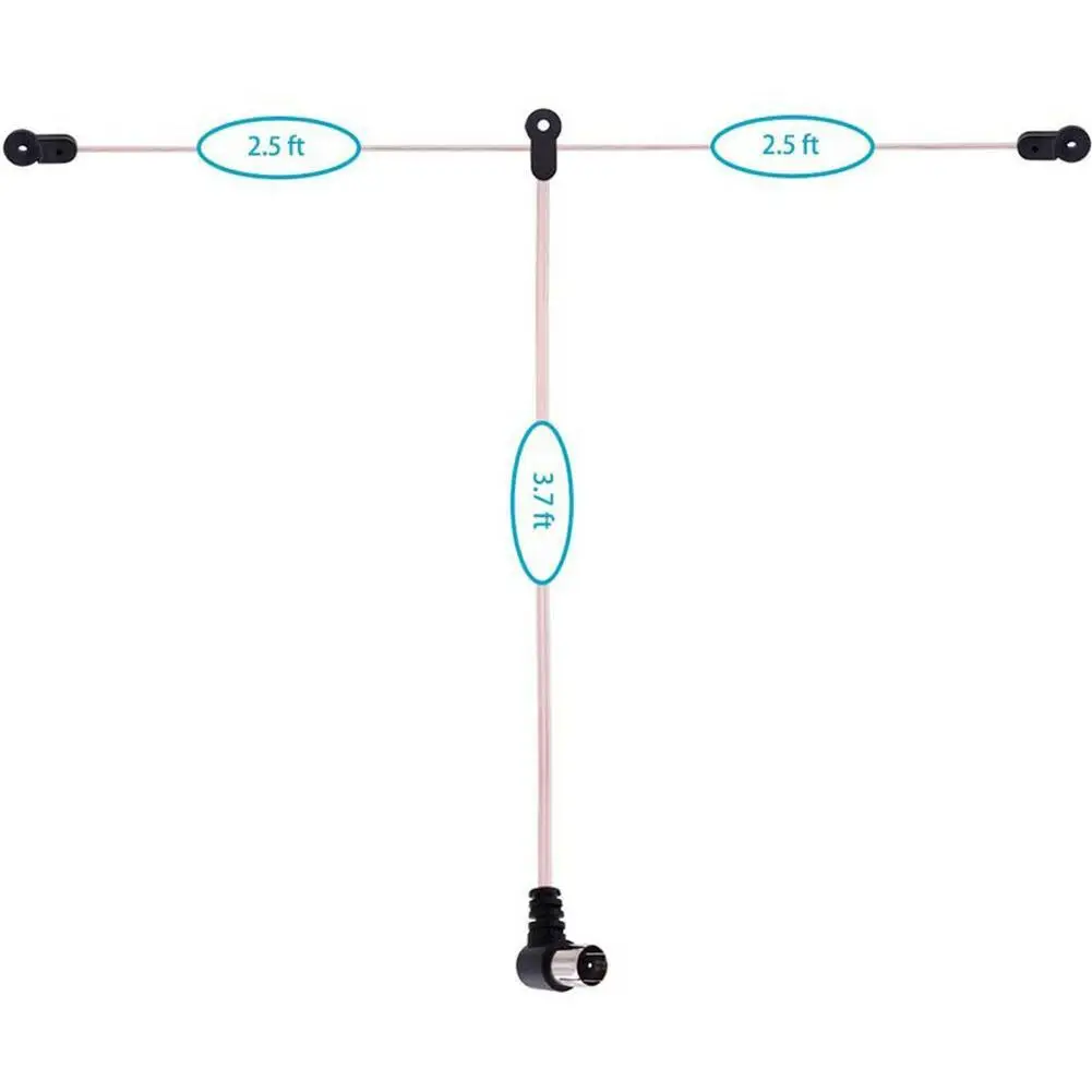 Antena de dipolo para interior, antena aérea de Radio HD en forma de T, PAL conector macho/hembra, 75 OFM, uso para estaciones de Radio FM en interiores