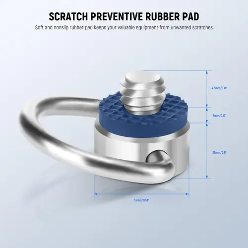 Imagen 2 del producto NEEWER Juego de tornillos de anillo D de acero inoxidable, tornillo de fijación roscado de 1/4 ""para correa de hombro, correa de muñeca, mango de eslinga, jaula para cámara DSLR