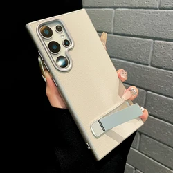 Luxury Matte Leather Fold Stand Holder Phone Case For Samsung Galaxy S26 S25 S24 Ultra S23 S22 Shockproof Bumper Protection Cove
