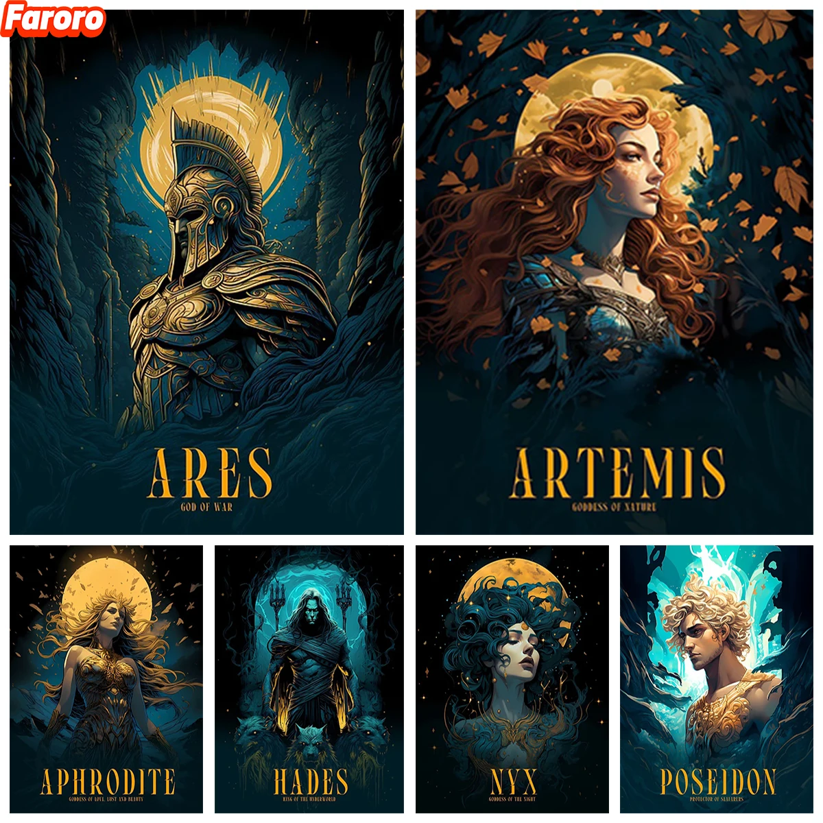 

DIY 5D AB Drill Diamond Painting Twelve Olympians Portrait Diamond Embroidery Goddess of War Poster Home Mosaic Mural Decor