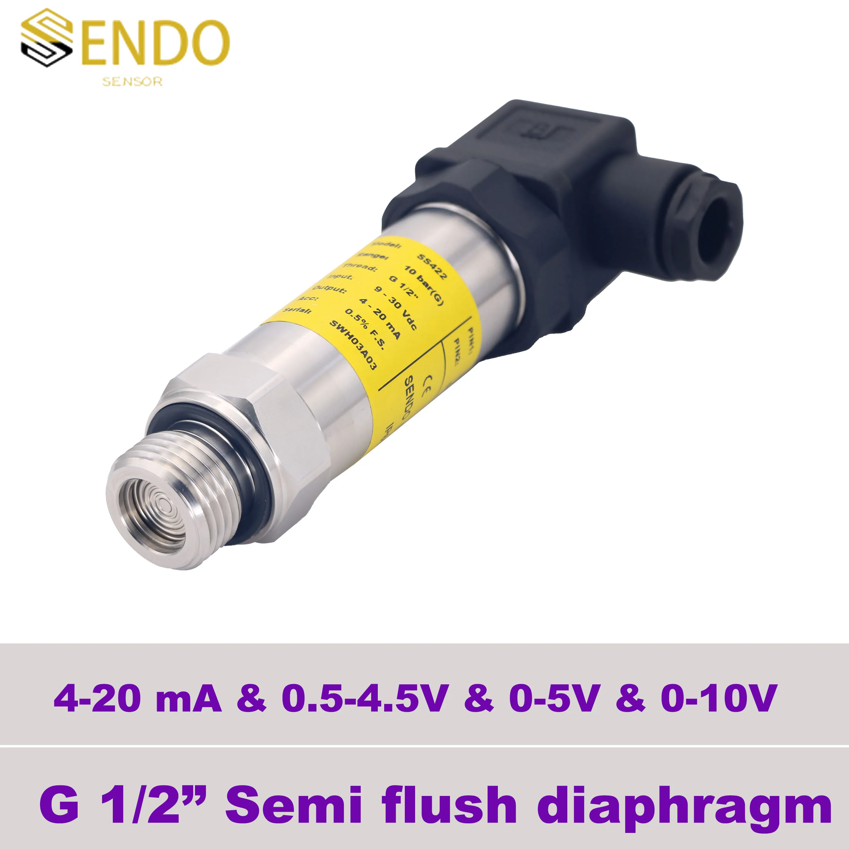 

1 bar, 400 bar gauge pressure, 1mpa, 16 mpa, anti block semi flush face sensor, 0 5V, 0.5 4.5V, 0 10V, 4 20mA signal, g 12, IP65