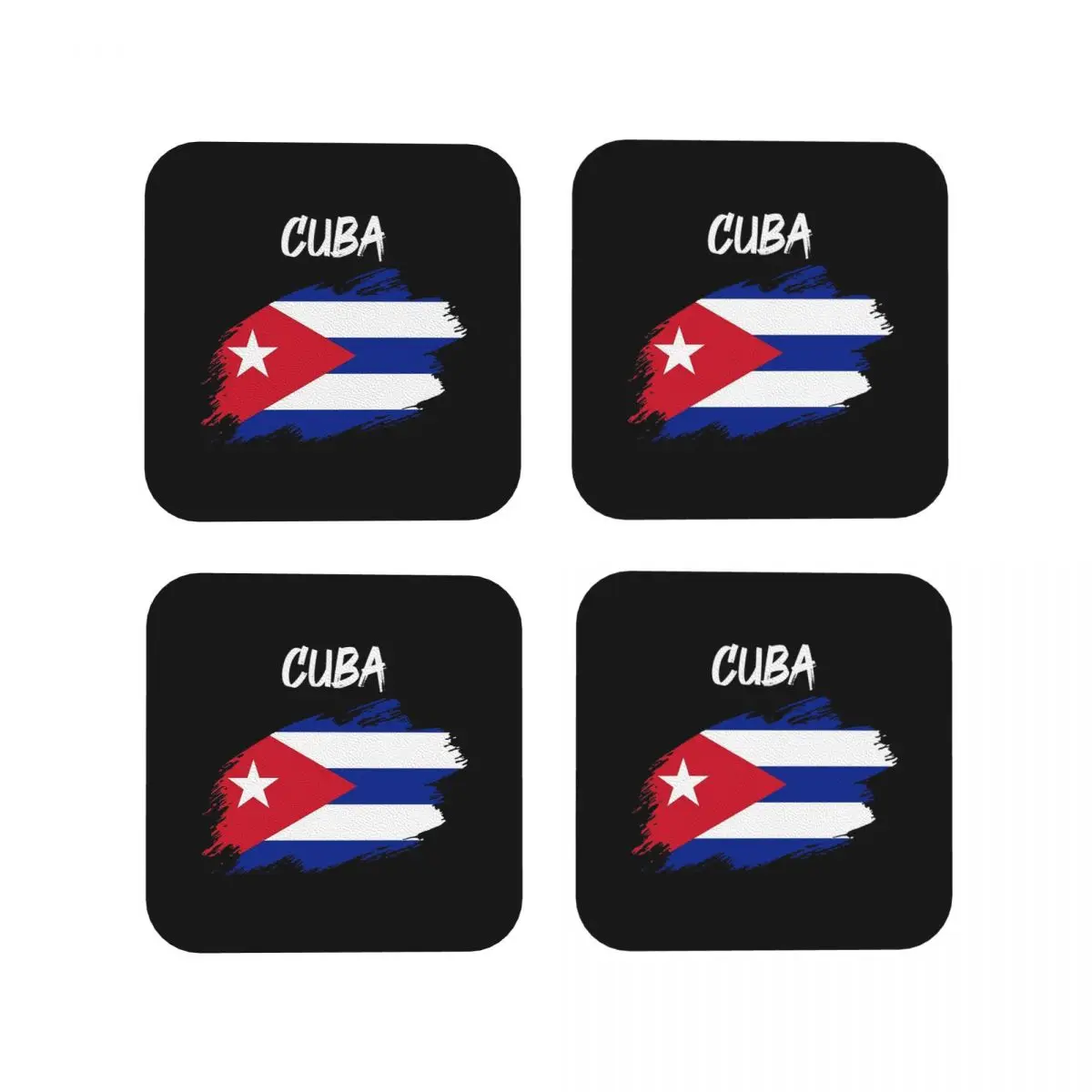 

Кубинский флаг Куба, подставки с флагом, кухонные салфетки, водонепроницаемые изоляционные коврики для чашек, кофейные коврики для декора, домашняя посуда, подушечки, набор из 4 шт.