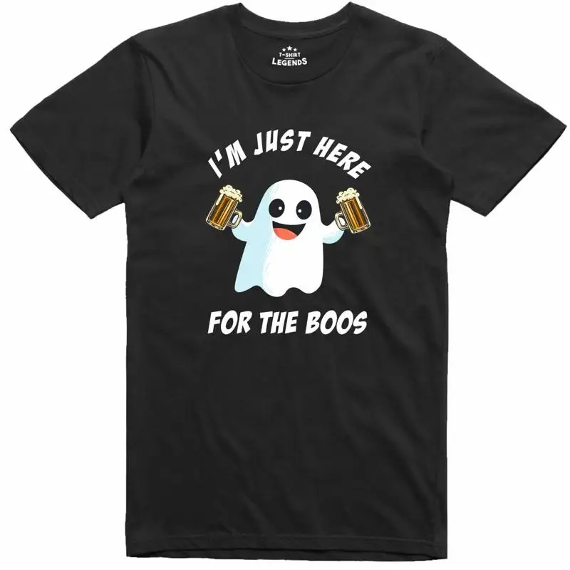 

Disfraz Halloween Zimmerlo Here For The Boos Divertido 100% Camiseta de Algodón Футболка