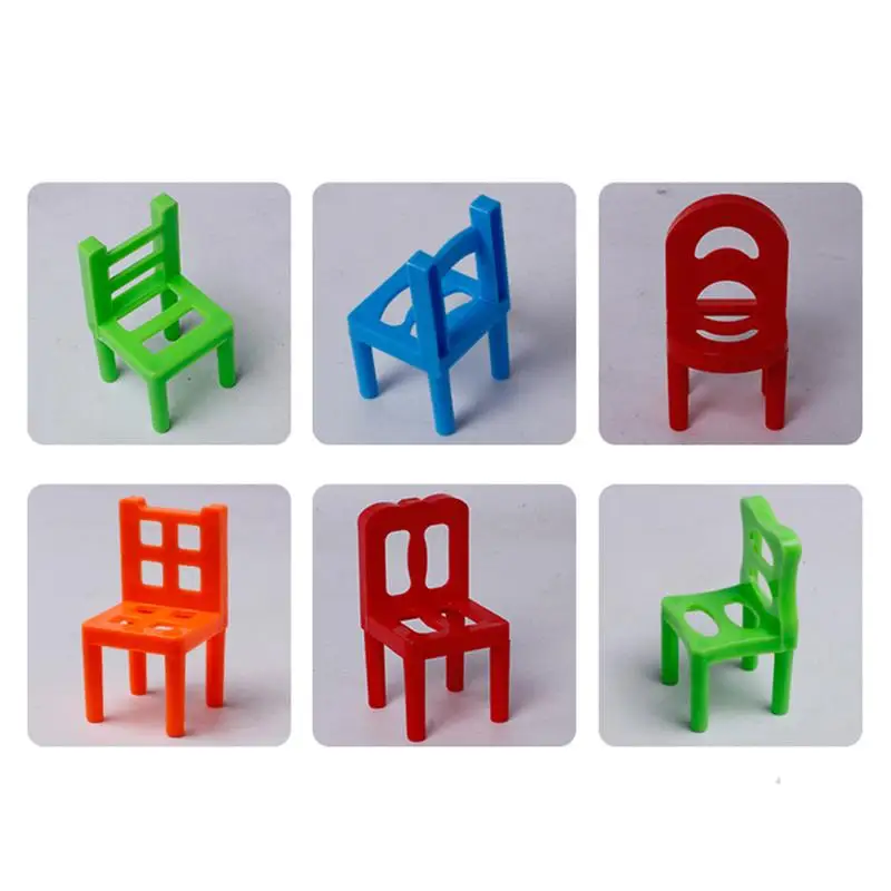 Décennie s de construction à empiler pour enfants, jouets de tour à empiler, chaises, équilibre amusant, comparateur de couleurs, jeu de société familial, 24 pièces