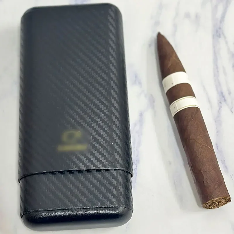 

Cigar Case 3 Tube cigars tubes Leather Travel Portable Humidor with Cedar Wood Lined 97