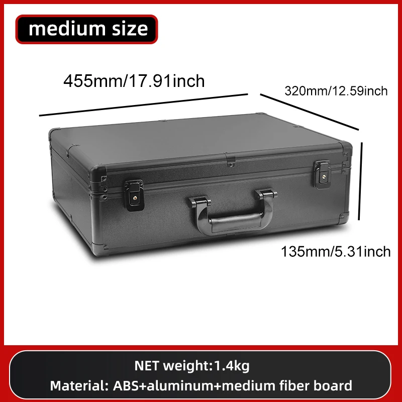 Premium Full Black Aluminum Alloy Combination Box-Versatile Storage Solution,for Tools,Documents,and Gifts,Keylock