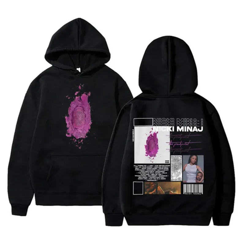 Rapper Nicki Minaj The Pinkprint Cover Merch Hoodie Men Women Hip Hop Fashion Clothes Vintage Sweatshirt Men's Oversized Hoodies