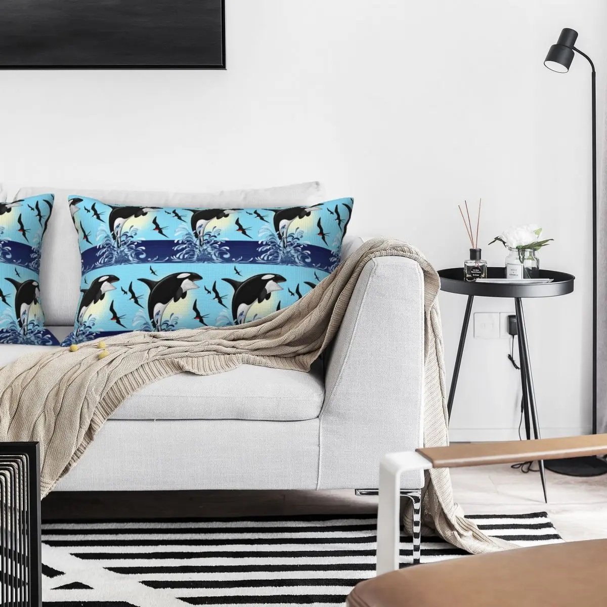 Orca Killer Whale Jumping Out The Ocean Rectangle Linen Pillowcase Cushion Cover Polyester Bedroom Home Comfort Throw Pillow