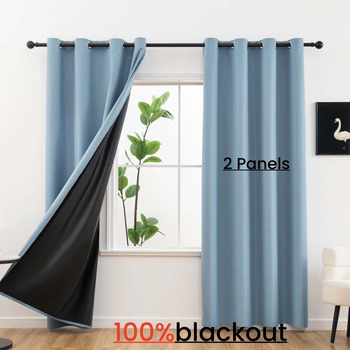 2pcs 100% Blackout Curtains, Thermal Insulated Window Drapes, Window Curtains for Bedroom Living Room, Home Decoration