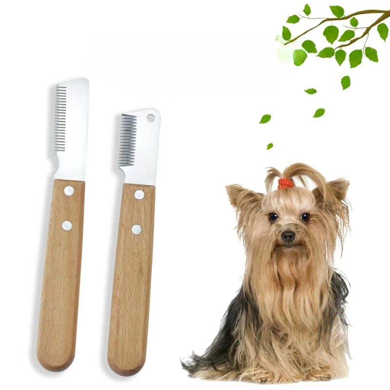 Handle Dog Stainless Steel Brushes Grooming Combs for Dog Pets Comb Coat Stripping Knife Stripper Trimmer Wooded Cleaning Tool