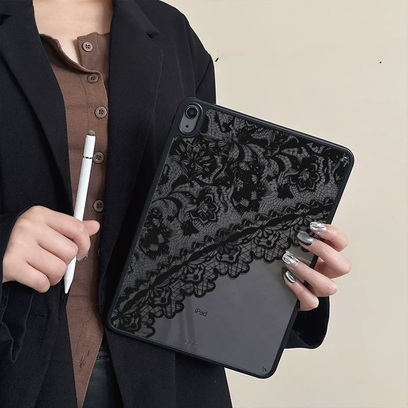 Black Lace Gray Leopard Print For iPad Pro 13 11 M5 M4 M3 M2 Air 3 2 1 11th A16 12.9'' 10 9 8 5 Th Mini 7 6 5 4 7.9