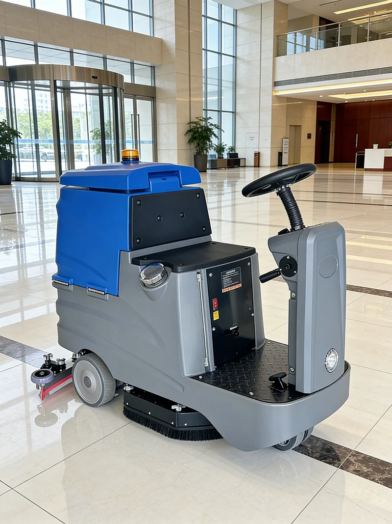 Heavy Duty Ride On Scrubber Dryer with Large Capacity Solution and Recovery Tank for Industrial Factory Cleaning
