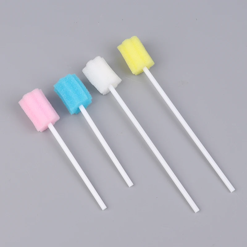 100Pcs Tooth Cleaning Mouth Swabs With Stick Sponge Head Cleaning Cleaner Swab Disposable Oral Care Sponge Swab