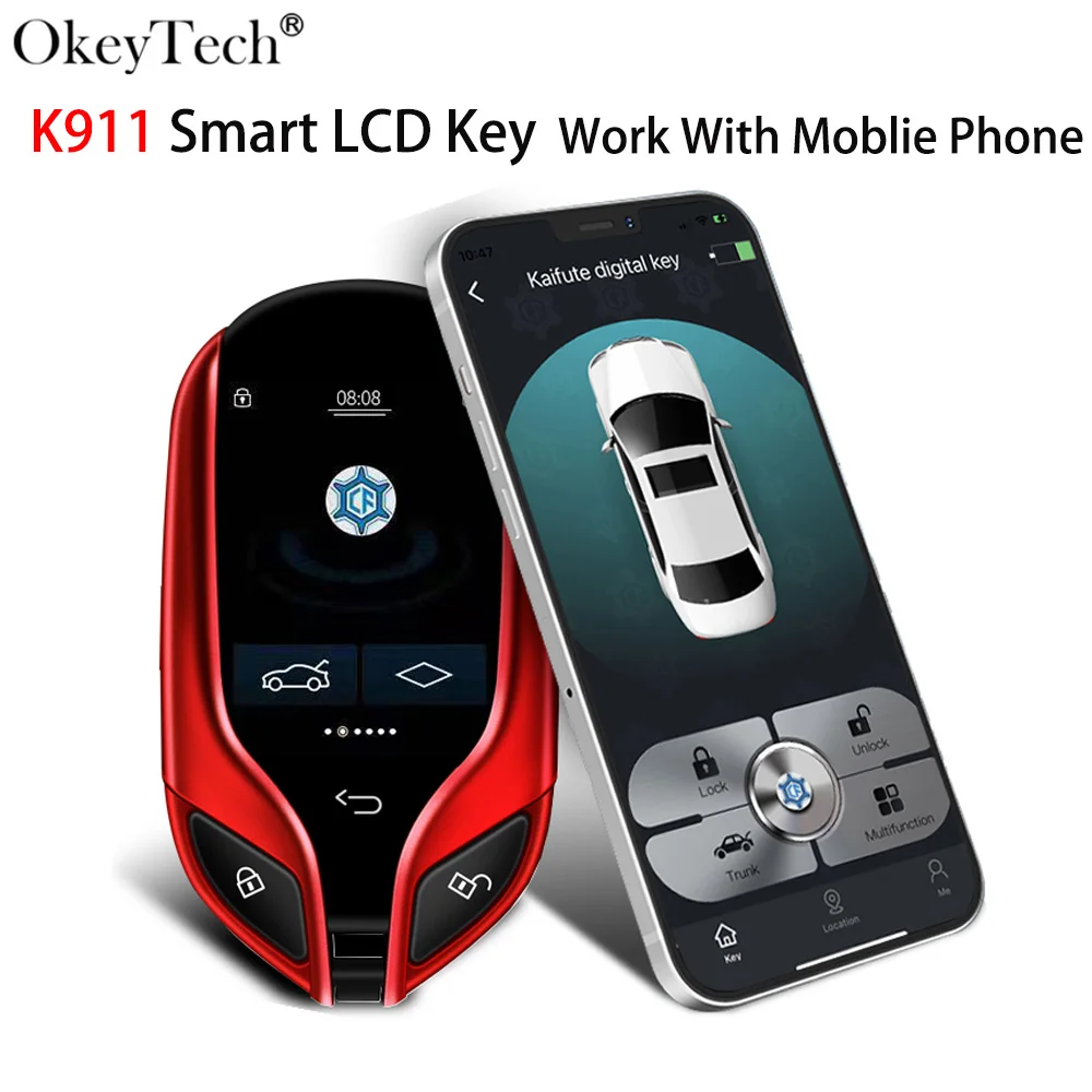 

K911 Smart LCD Key PKE Keyless Entry Work With Moblie Phone Modified Universal Remote Key Loss Prevention 300 Days Battery Life