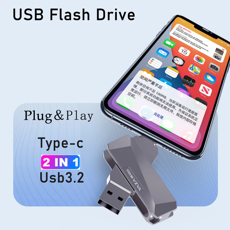 Mobile USB flash drive For Car Radio Bluetooth Apapte 32/64/128GB Metal Silver U Disk Plug and Play Photo Music Storage