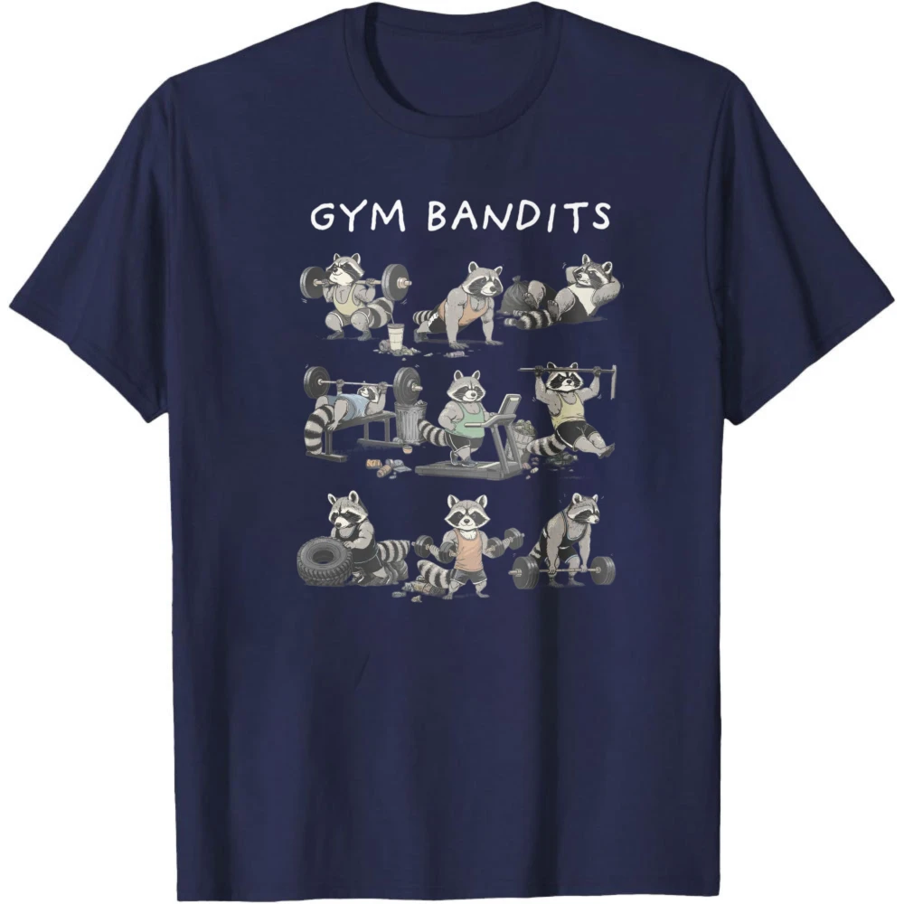 Raccoons Gym Bandits Men T-Shirt High Quality Cotton Funny Casual Summer Gift for Him Classic Pattern Animal Print Tees