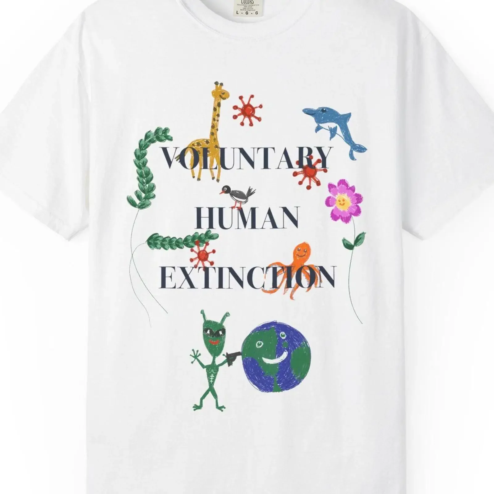 voluntary human extinction unisex t shirt vintage Washed Comfortable homme Breathable designer clothes Stylish Slightly Unisex