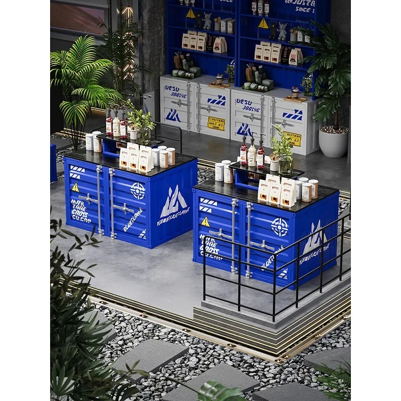 

custom.Industrial Design Blue Display Cabinet Heavy Duty Central Display Unit Supermarket Shelves and Exhibitions