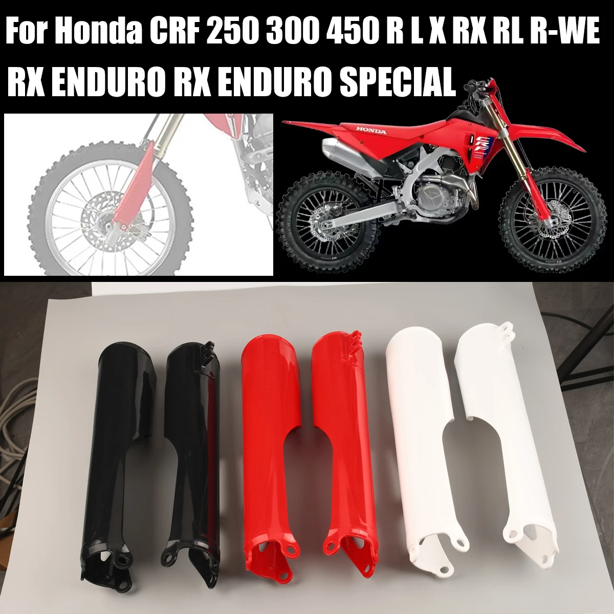 

Front Fork Protector Shock Absorbing Wrap Cover Guard For Honda CRF250 CRF250R CRF450L CRF450R CRF450RX CRF450X CRF 250 450 R L