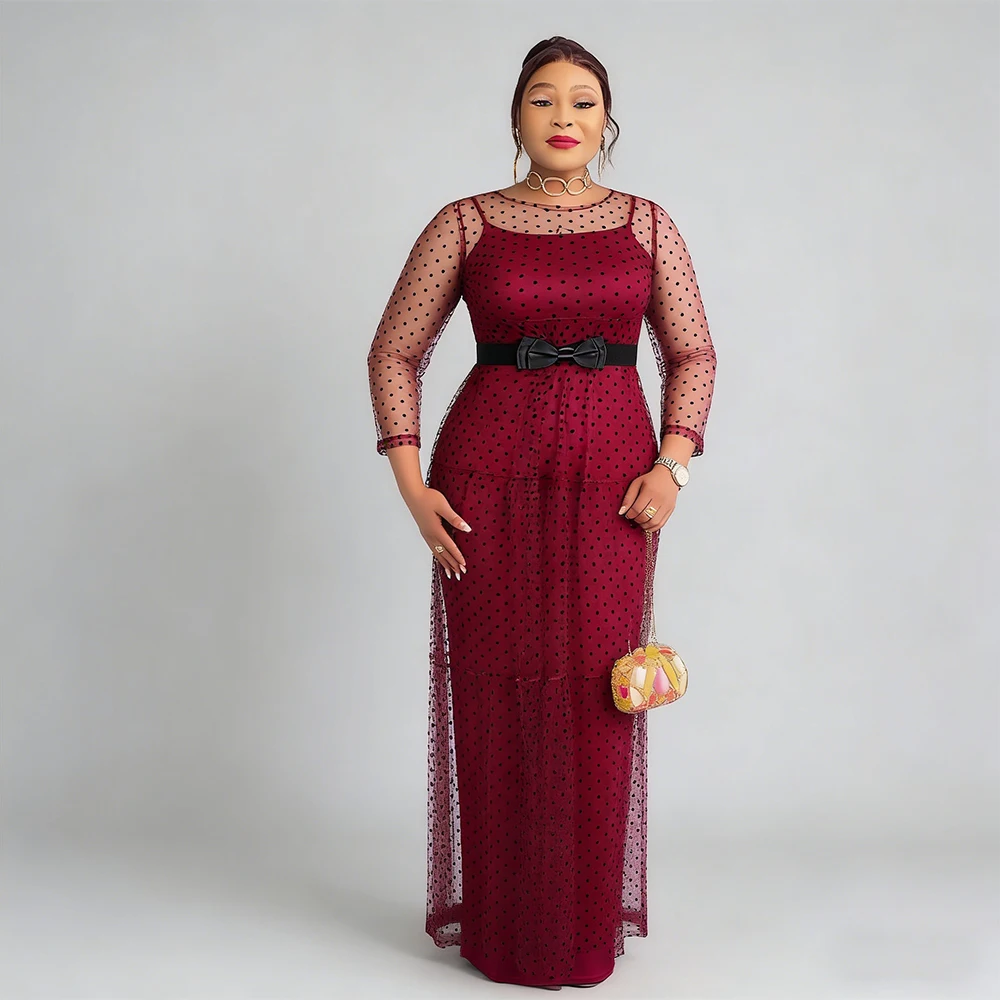 Elegant African Dresses for Women Dashiki Ankara Office Lady Outfits Robe Plus Size Turkey Evening Party Long Dress 2026
