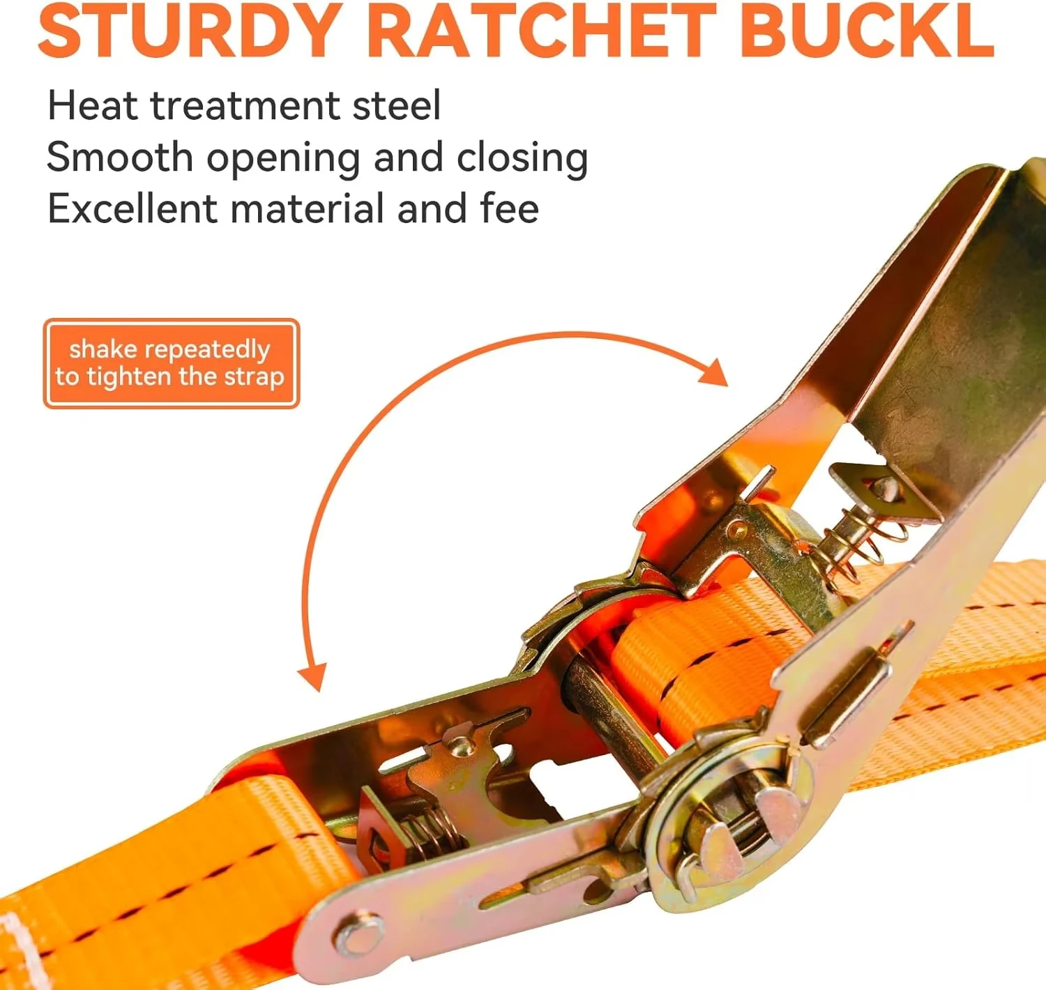 2pcs Heavy Duty Metal Buckle Tie-Down Cargo Straps for Car and Truck - Strong Ratchet Belt for Secure Luggage and Cargo Transpor